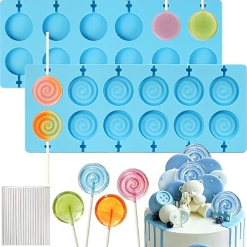Lollipop Molds Silicone, 2-Pack Hard Candy Mold 24-Cavitiy
