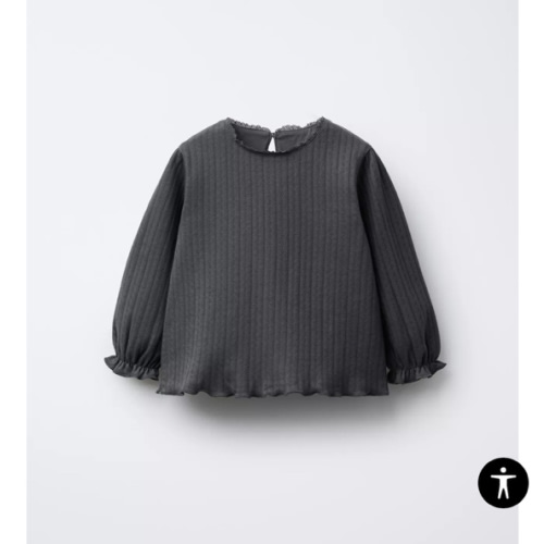 POINTELLE LACE TOP - Anthracite grey | ZARA United States