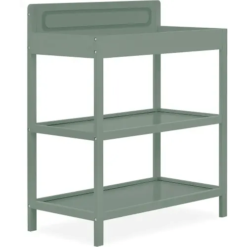 Dream On Me Avery Baby Changing Table with Storage, New Zealand Pinewood, BSA Safety Certified, 2 Open Shelves, Water-Based Finish, Compact Space-Saving Nursery Design, Meadow Green