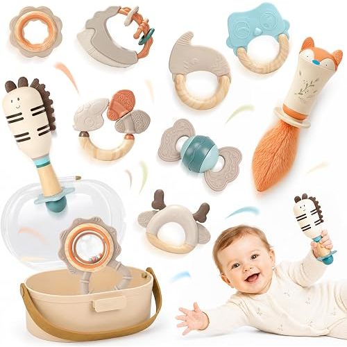 Joyreal Baby Rattles & Teething Toys Set, Baby Toys 0-6 Months, 10-Pack
