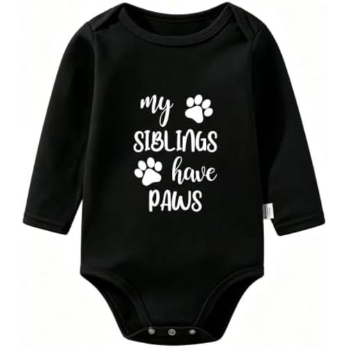 My Siblings Have Paws Long Sleeve Baby Bodysuits, Newborn Essentials, Animal Romper Playsuit Girls Boys 0-24 Months