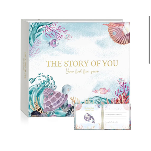 Ocean Theme Baby Book Set - 3 Storage Bags, Under the Sea Design, Birth to Keepsake Box