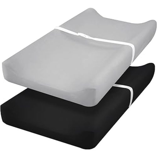 PHF P 2 Pack Baby Changing Pad Covers Grey & Black US