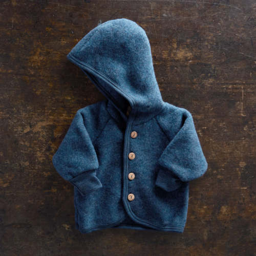 Baby & Kids Merino Wool Fleece Jacket - Blue Melange