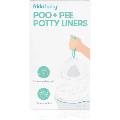 Frida Baby Poo + Pee Potty Liners, Leak-Proof, Super-Absorbent Liners Potty Bags, Fits Most Potty Chairs for Easy Cleanup, 30 Count
