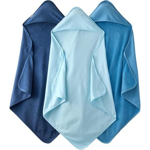 Harper - 100% Organic Cotton Hooded Towels, 3-Pack, Blue