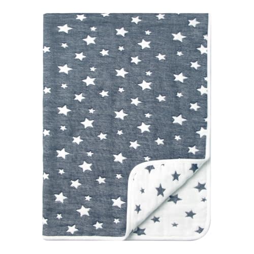 100% Cotton Jacquard Baby Blanket, Soft & Breathable Nursery Bed Blanket, 39 x 27 Inches, Lightweight All-Season Crib & Stroller Blanket for Boys & Girls(Scattered Stars)
