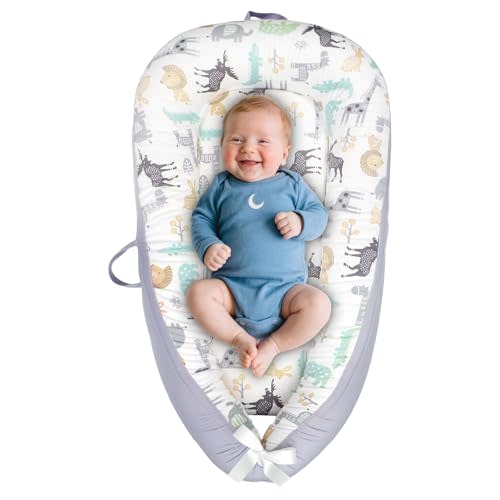 Baby Lounger, Baby Lounger for Newborn 0-24 Months, Premium Soft & Breathable Infant Lounger, Pure Cotton Baby Nest for Boys & Girls, Portable Newborn Lounger for Travel and Home.