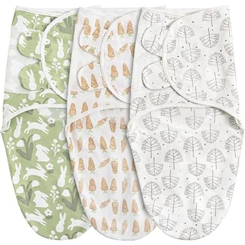 GLLQUEN BABY Swaddle Blanket Sleep Sacks for Newborn - Baby Swaddles 0-3 Months, 3-Pack Newborn Swaddling Sack, Cute Rabbit,Swaddle Wrap, Baby Essentials, Registry & Gift (Small/Medium)