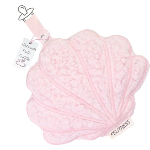 FELTINESS Pacifier Lovey Holder Clip Plush Shell Cozy Soft Sherpa Binky Holder Keeps Pacifier Close BPA Free Gender Neutral Compatible with Most Pacifiers for Newborns Infants Toddlers Baby Gift