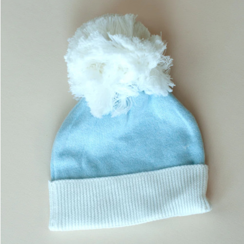 Cuff Knit Beanie in Powder Blue/ Duo Tone
