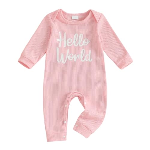 Ayalinggo Nebworn Baby Girl Waffle Knit Romper Long Sleeve Ruffle Butt Onesie Fall Winter Clothes Coming Going Home Outfit