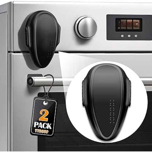 Oven Lock Child Safety (2 pack), Cabinet Locks Baby Proofing, Baby and Child Proof Locks for Drawer Oven Stove Door, Upgrade Heat-Resistant Material, Easy to Install, No Toolf Need - Black