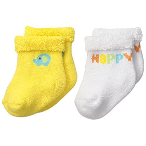 Gerber Unisex-Baby Terry Socks, Elephant, 0-6 Months (Pack of 2)
