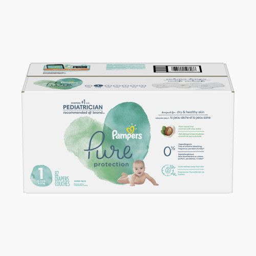 Pampers Pure Protection Disposable Diapers, Super Pack - Size 1,82 Count