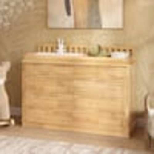 Homsee 55.1 in. W Natural 100% Solid Pine Wood Infant Changing Table with Removable Safety Guard Rail 10-Drawer Nursery Dresser Z-HS330181-01