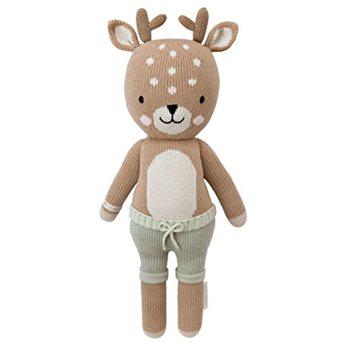 cuddle + kind Elliott The Fawn Little 13" Hand-Knit Doll 1 Doll = 10 Meals, Fair Trade, Heirloom Quality, Handcrafted in Peru, 100% Cotton Yarn