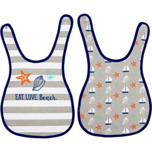 Pavilion Gift Company - Seashells and Boats - Reversible Bib 6 Months - 3 Years - Bibs