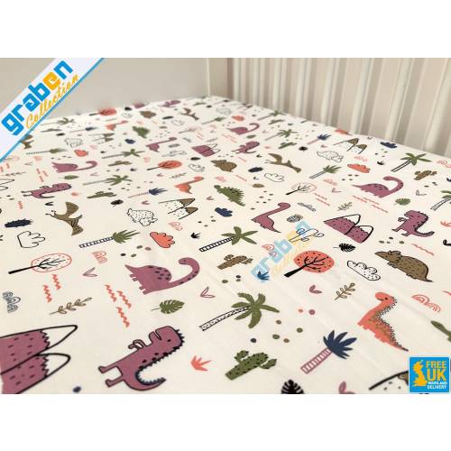 100% Cotton Poplin Fitted Sheet & Pillowcase Set For Cot Bed 70cm X 140cm