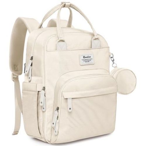 Ruvalino Large Diaper Bag Backpack, Multifunction Baby Changing Travel Bag with Insulated Pockets, Waterproof Backpack for Moms & Dads - Beige