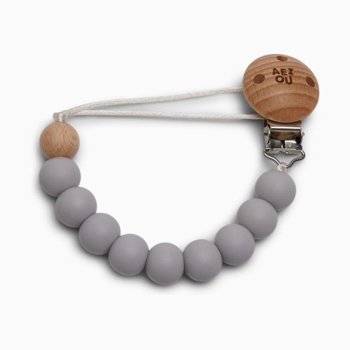 AEIOU Silicone Pacifier Clip - Fog