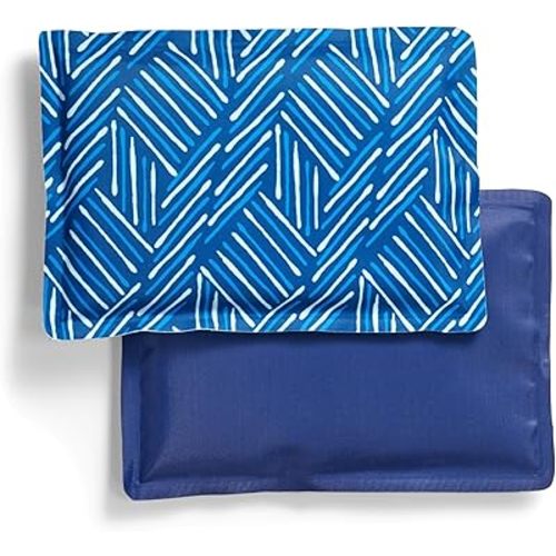 Fit & Fresh Cool Coolers Reusable & Flexible Soft Ice Packs, 2PK, Navy Sketch Weave & Blue