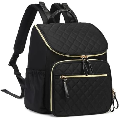 LORADI Lightweight Diaper Bag Backpack, Medium, Black-gold