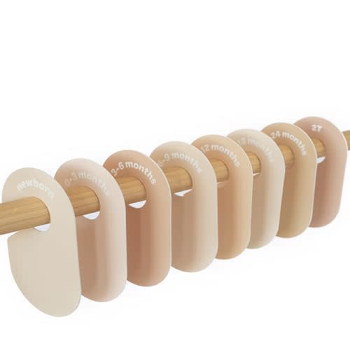 3 Sprouts Baby Closet Dividers Set of 8 - Baby Clothes Organizer Toddler Hanger, Double-Sided Size Labels - Nursery Organization for Baby Clothing Newborn Infant to 2T Boy & Girl - Neutral Solid