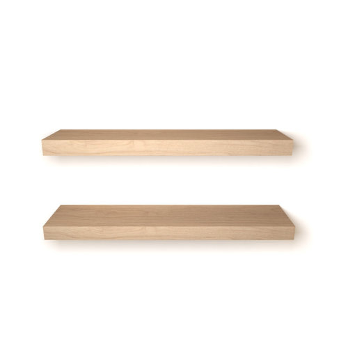 Loon Peak® Chalissa 2 Piece Solid Wood Floating Shelf Set With Invisible Wall Mount Brackets & Reviews | Wayfair