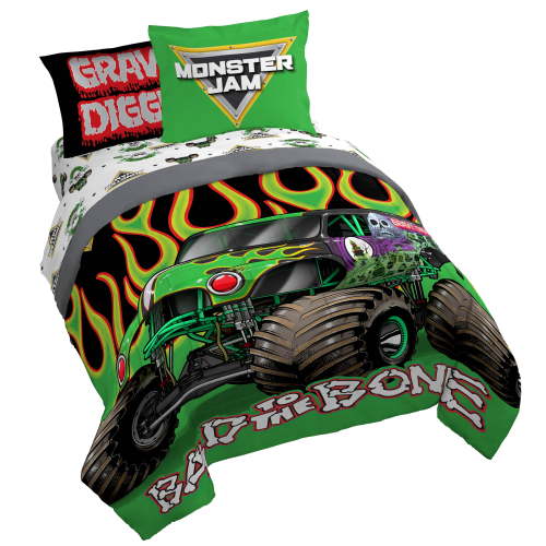 Sunny Side Up Monster Jam Grave Digger 4 Piece Toddler Size Bed Set