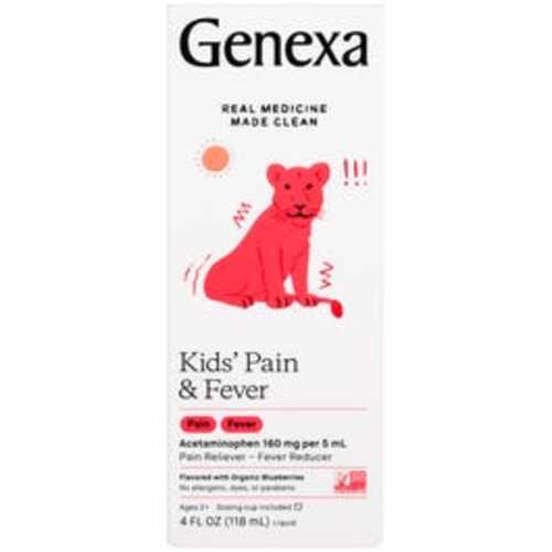 Genexa Kids' Pain &amp; Fever Liquid, Blueberries - 4 fl oz