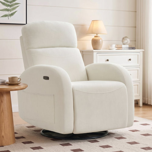 Ebern Designs Delba Fabric Swivel Rocker Power Recliner, 270° Swivel Nursery Glider Recliner with USB & Type-C Port & Reviews | Wayfair