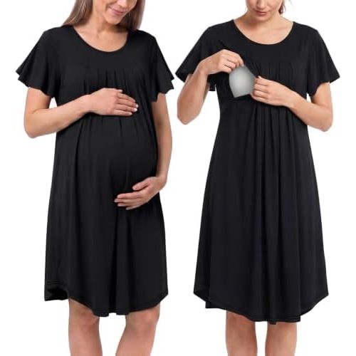 BubblePanda Rayon Made from Bamboo Nursing Nightgown Breastfeeding Gown