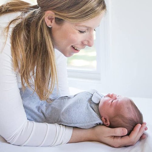 Woombie Original Baby Swaddling Blanket - Self-Soothing, Cotton Baby Swaddle with Zipper - Wearable Newborn Blanket, Twilight Heathered Gray, 5-13 lbs