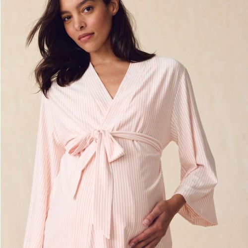 LAKE | Women | DreamModal™ Pajamas | English Rose Pencil Stripe Maternity Kimono Bundle
