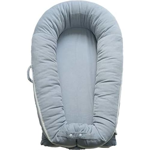 CooCooBaby Deluxe Infant Lounger, Baby Nest Cover for Baby Girls & Boys, Newborn Essentials for Baby 0-12 Months, 100% Cotton (Corduroy Cotton, Beacon Grey)