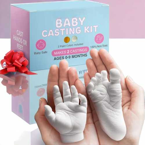 Infant Hand & Foot Keepsake Casting Kit - Plaster Hand Molding for Newborn Gifts, First Birthday, and Christmas-Includes Clear Gloss Sealant