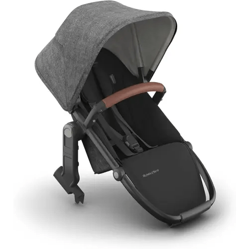 UPPAbaby RumbleSeat V3 Second Lower Seat - Compatible with Vista V2 and Vista V3 - All-Weather Seat + Magnetic Buckle – Adapters Included - Greyson (Charcoal Mélange/Carbon Frame/Saddle Leather)