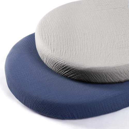 Baby Muslin Bassinet Sheets 2 Pack,Breathable Cozy Fitted Mattress Sheet,Elastic Travel Crib Solid Color,Standard Cradle Safe Sheets for Baby Boy Girls 32"X17"