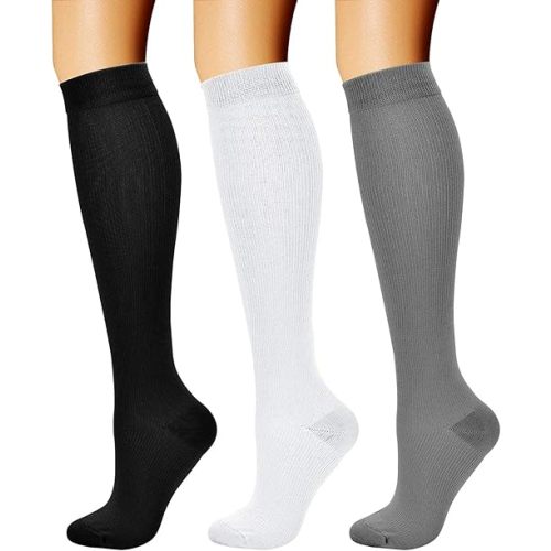 CHARMKING Compression Socks for Women & Men Circulation (3 Pairs) 15-20 mmHg is Best Support for Athletic Running Cycling
