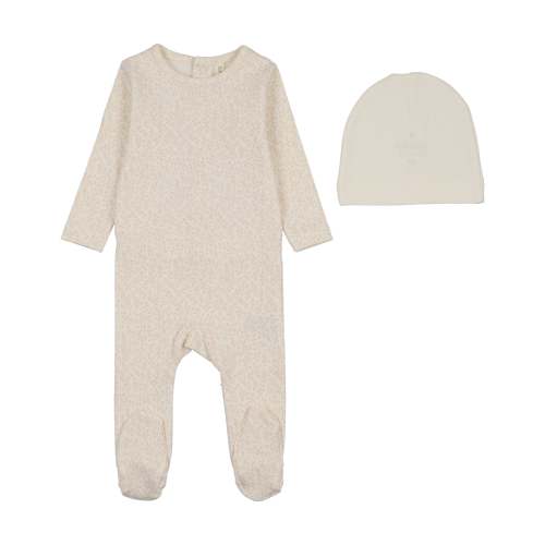 Leaf Trail Footie Set-Cream/Pink