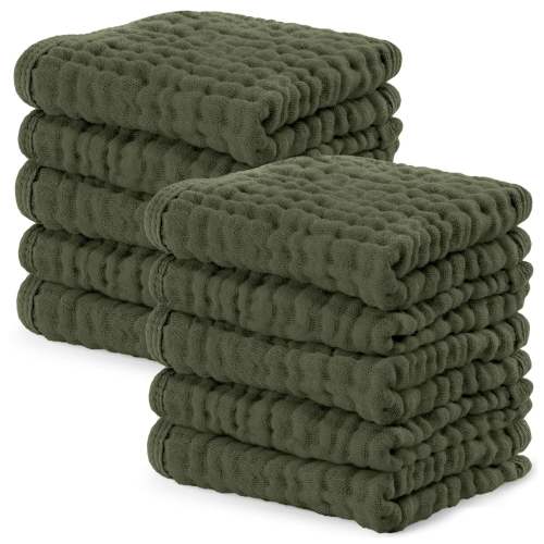 Comfy Cubs Muslin Cotton Baby Washcloths - Pack of 10