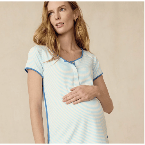 LAKE | Women | Pima Cotton Pajamas | Salt Spray Heritage Stripe Maternity Shorts Set