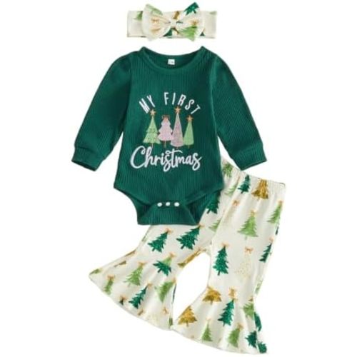 Newborn Baby Girl Clothes Fall Winter Romper Flared Pants Set