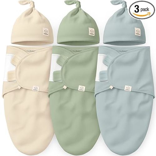 KeaBabies 3-Pack Organic Swaddles for Newborns Girls, Boys with Hats - Soft Cotton Baby Sleep Sacks 0-3 Months, Breathable Baby Hats and Swaddles 0-3 Months, Newborn Essentials Must Haves (Slate)
