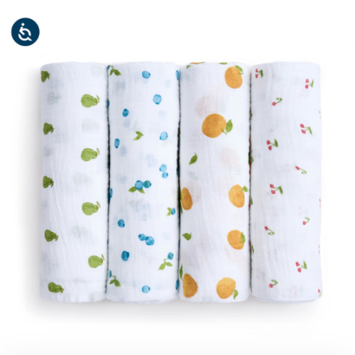 aden + anais fresh fruit organic cotton muslin swaddles 4 pack