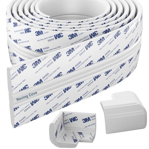 Roving Cove PreFit (Broad) Fireplace Edge Corner Protector (Extra Wide 9ft Edge 2 Corners), Baby Proofing Bumper Guards, Oyster White (Off White), Pre-Taped, for Straight Surfaces - New & Improved