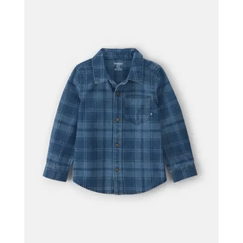 Toddler Boy Plaid Denim Button-Down Shirt - Dark Wash - OshKosh B'gosh | Carter's