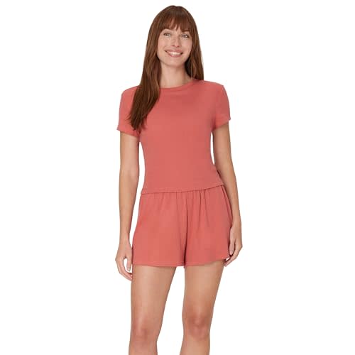 Hanes womens Originals 2-piece Lounge Set, Supersoft Cropped Baby Doll Tee & Sleep Shorts Loungewear Set