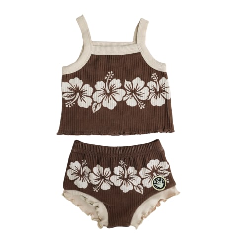 Pre-order Brown Hibiscus Two Piece Set-October Launch